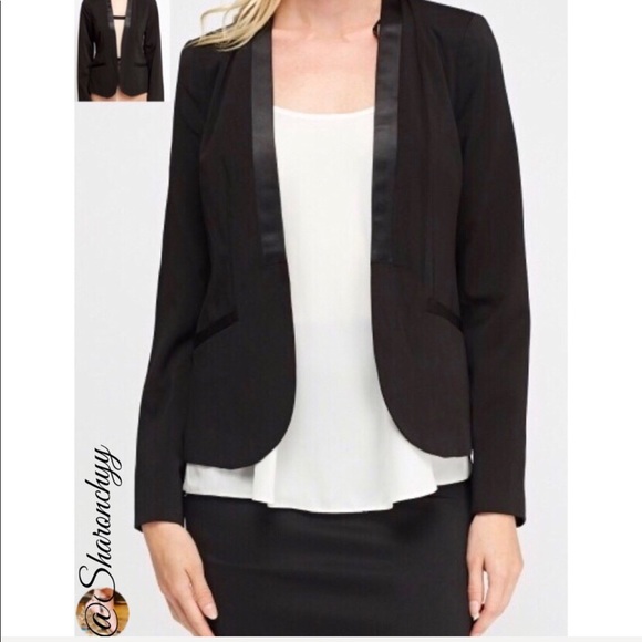 Silky Trim Open Black Blazer - Picture 6 of 6